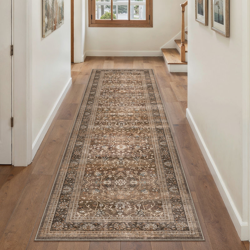 Tapis floral rétro Looma avec lavable à la machine et antidérapant, Tapis de couloir 2 pi x 8 pi