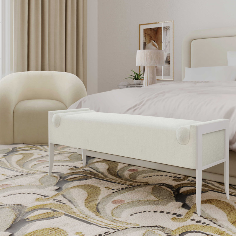 Banc Ayotte Ines Boucle, Crème Boucle, Blanc