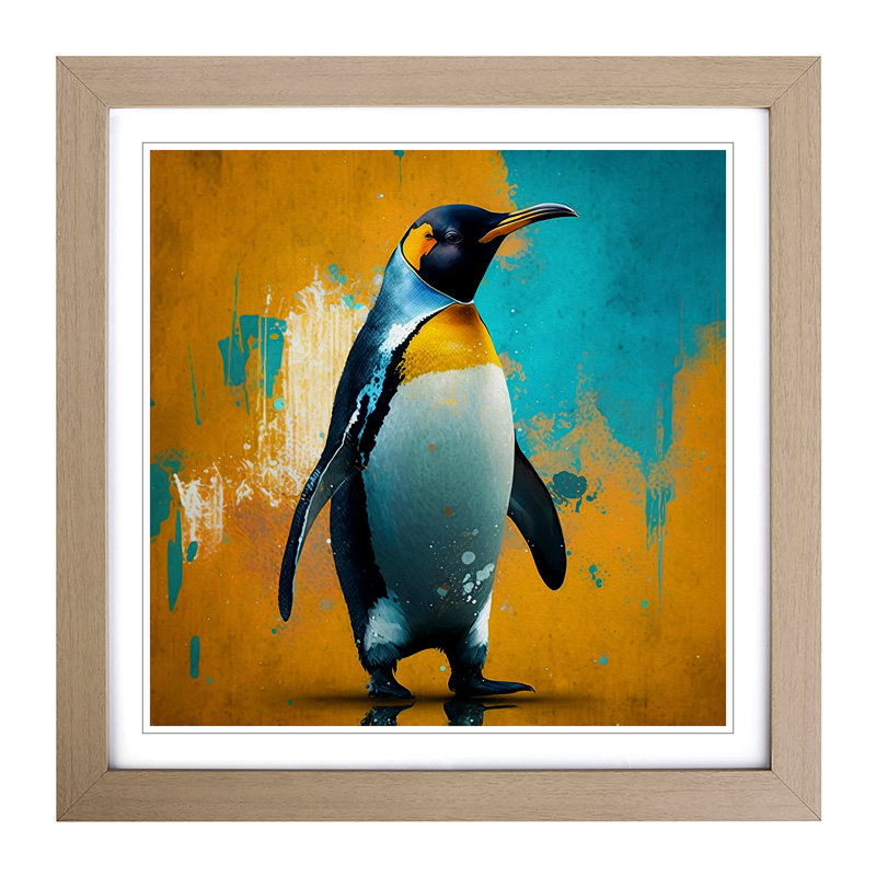 Penguin Expressionism - Framed Print, Oak