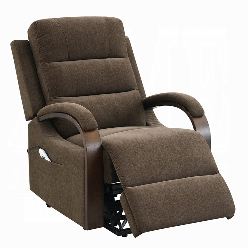 Jea Power Recliner With Stand Lift, Heating And Massage, Brown Chenille, Chocolate Brown
