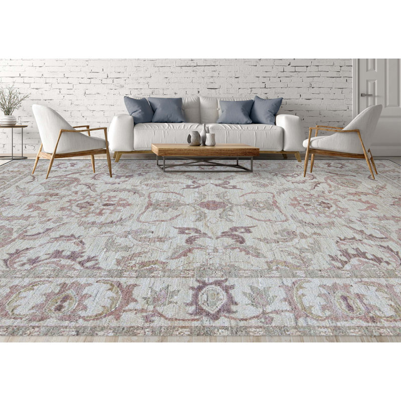 Tapis ivoire noué à la main de haute qualité