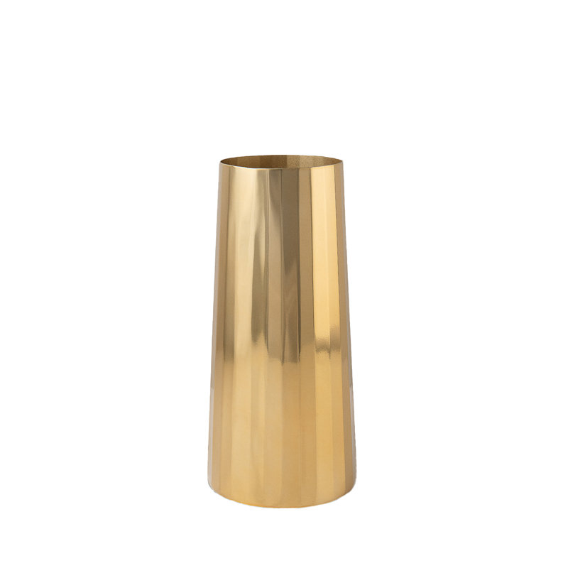 Weslynn Stainless Steel Table Vase, Gold, 9" H x 4.25" W x 4.25" D