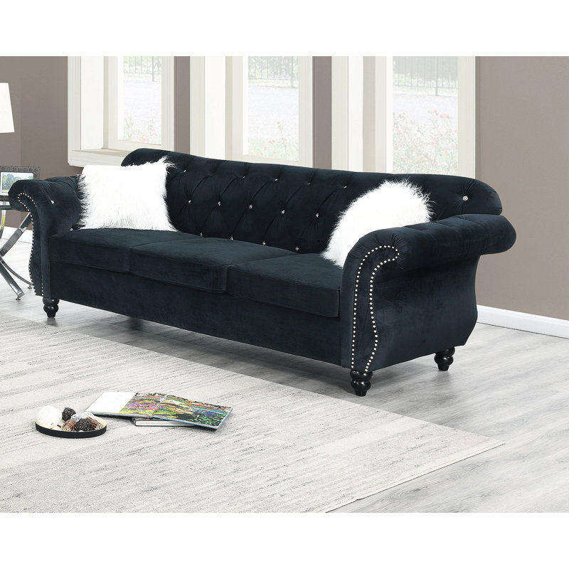 Canapé formel de luxe en velours avec coussins de salon, Noir