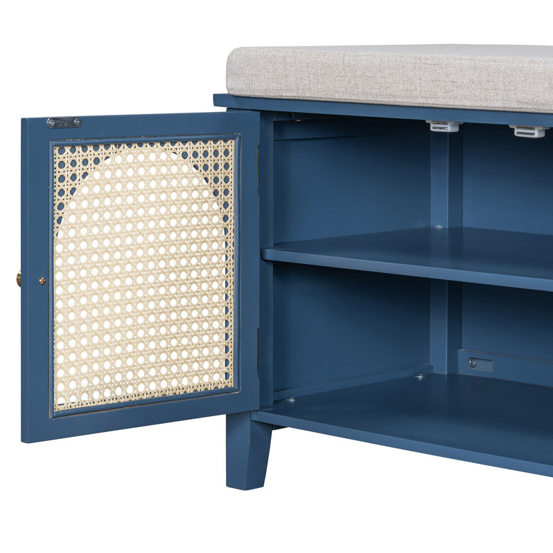 Trexm Vintage Shoe Storage Bench With Cushion: Elegant & Practical Entryway Solution