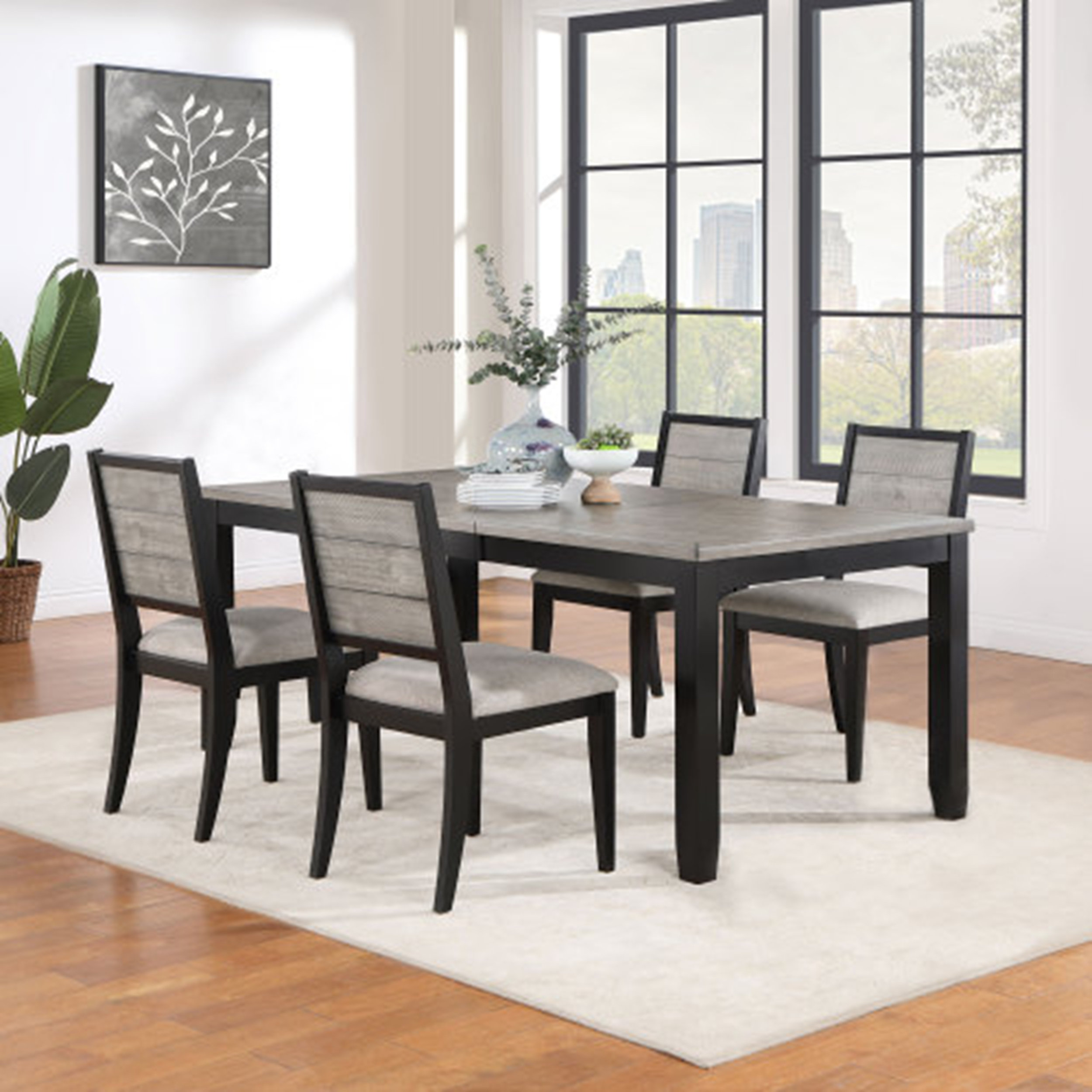 One Allium Way® Centera 5-Piece Dining Table Set - Grey & Black Elegant ...