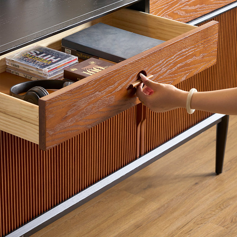 Buffet rétro en bois massif noir