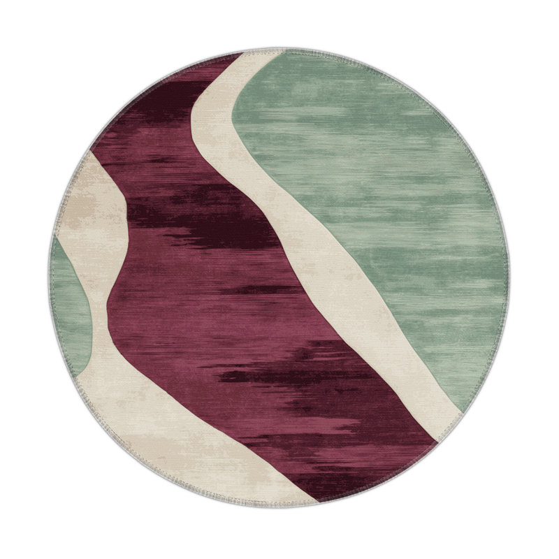 Watercolor Red Indoor and Outdoor Area Rug, Round 5'