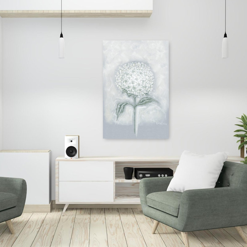 Simple hortensia, art floral printanier contemporain, H 36 po x l 24 po