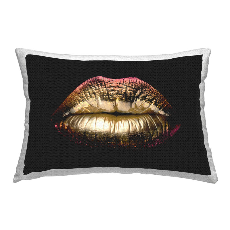 Coussin d'extérieur imprimé rose et rouge à lèvres par Reinders