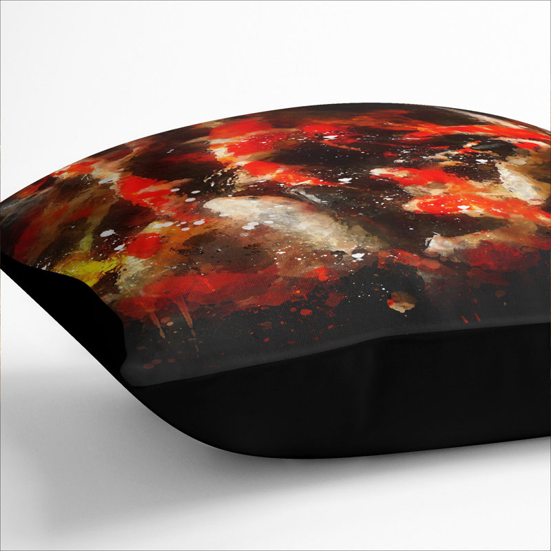 Many Fish Paint Splash Square Throw Cushion, 55cm H x 55cm W x 20cm D, Black