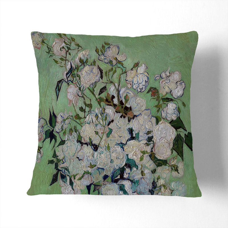 White Roses Scatter Cushion, Black, 55cm H x 55cm W x 20cm D