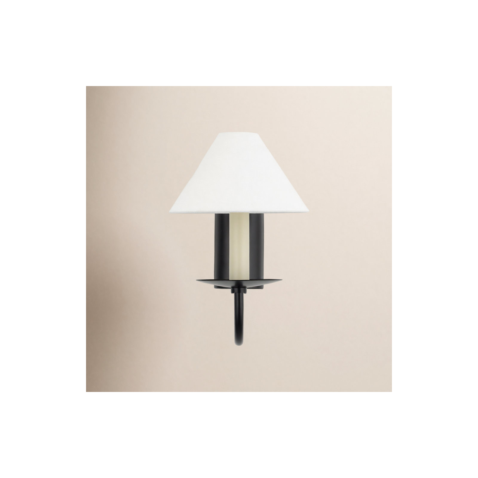 Single Light Steel Dimmable Candle Wall Light, Soft Black