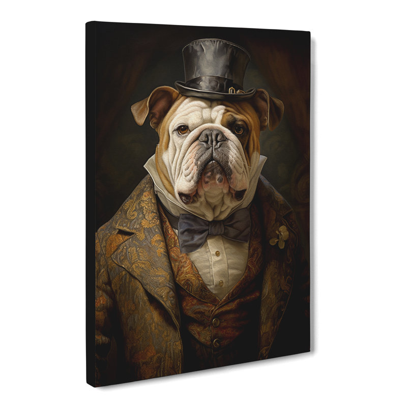 British Bulldog Dadaism Art - Wrapped Canvas, 60cm H x 40cm W x 3cm D