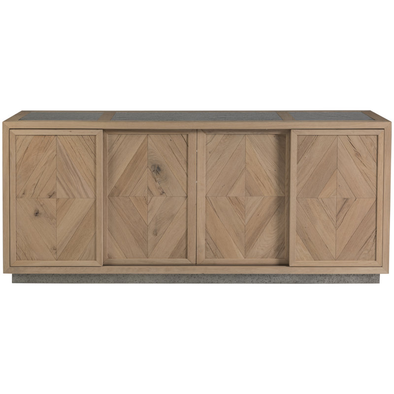 Contemporary Verite 68'' Gray/Brown White Oak Media Console with Cabinet