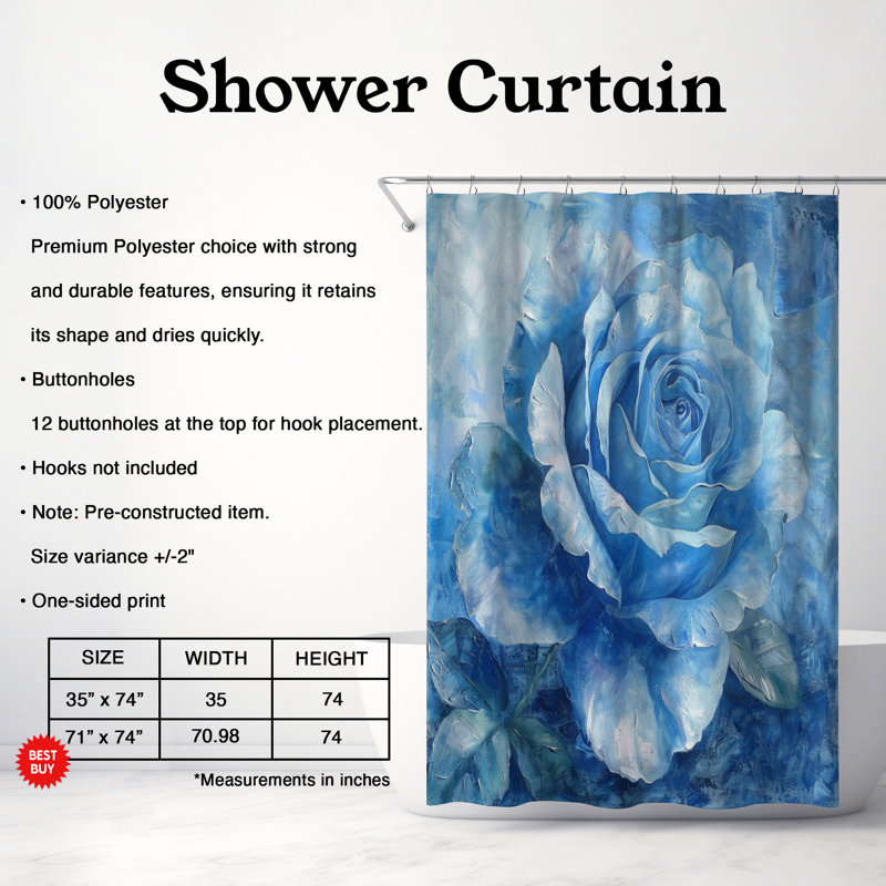 Rideau de douche 1 pièce Soft Soft Florals, H 74 po x l 71 po