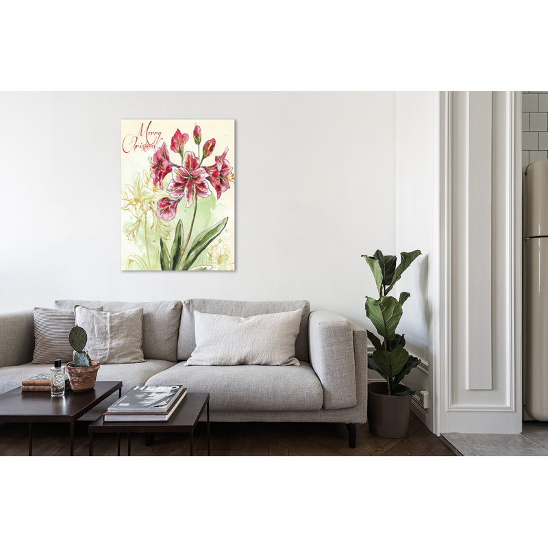 Christmas Amarillys With Gold II - Wrapped Canvas Painting, 106.7 cm H x 71.1 cm W