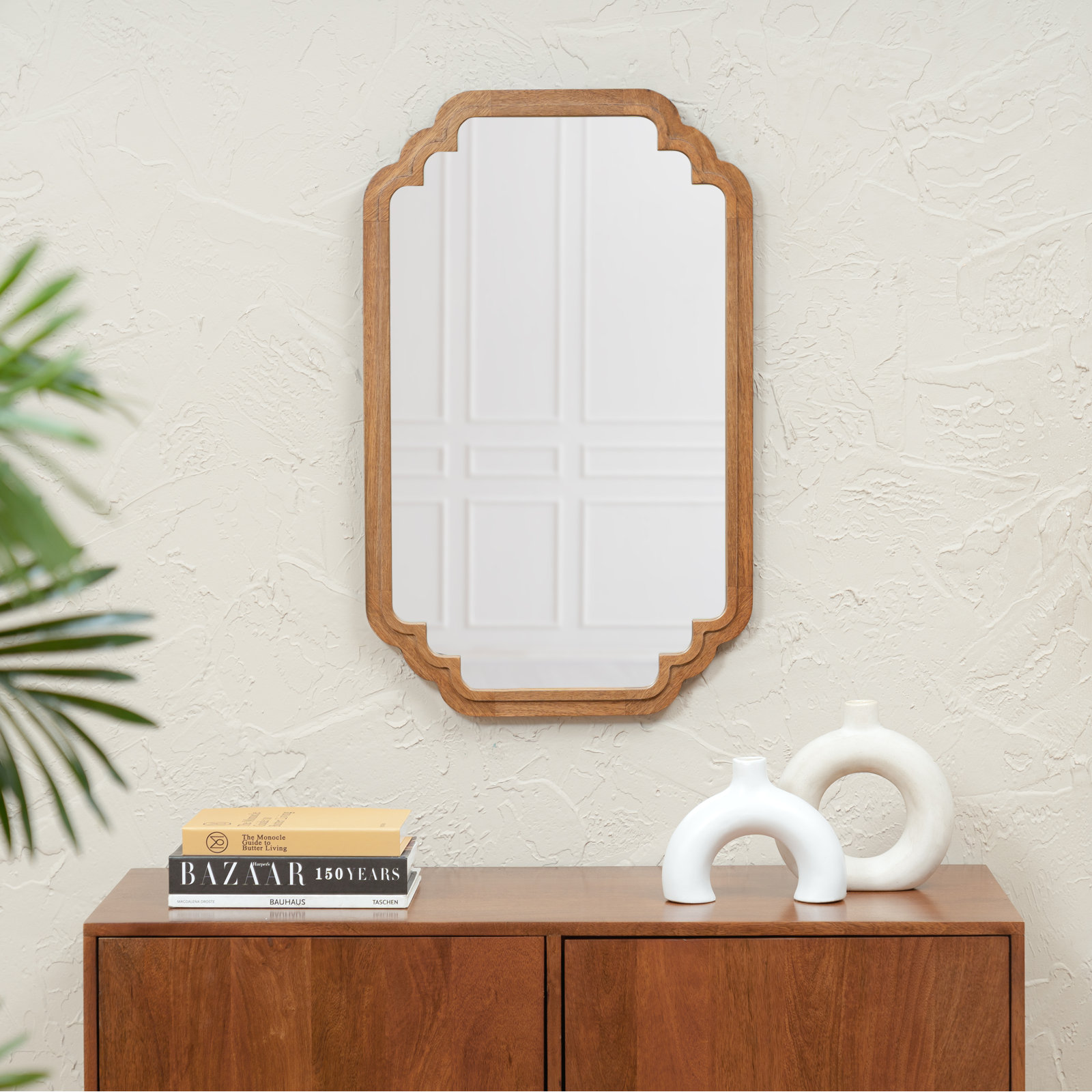 Veliko Solid Wood Accent Wall Mirror, Mid Tone Honey