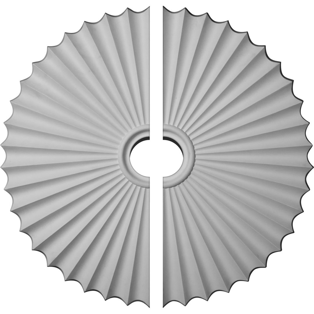 Endurathane Shakuras Ceiling Medallion, 33 7/8"OD x 2"P (For Canopies up to 5 3/4"), Two Piece, Factory Primed Ekena Millwork