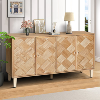 Mario 59.8” Modern Storage Sideboard With Pine Wood Legs