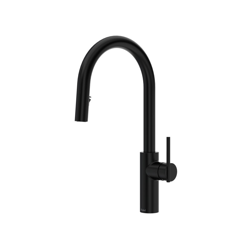 Robinet de cuisine latéral rétractable avec bec en C, Noir