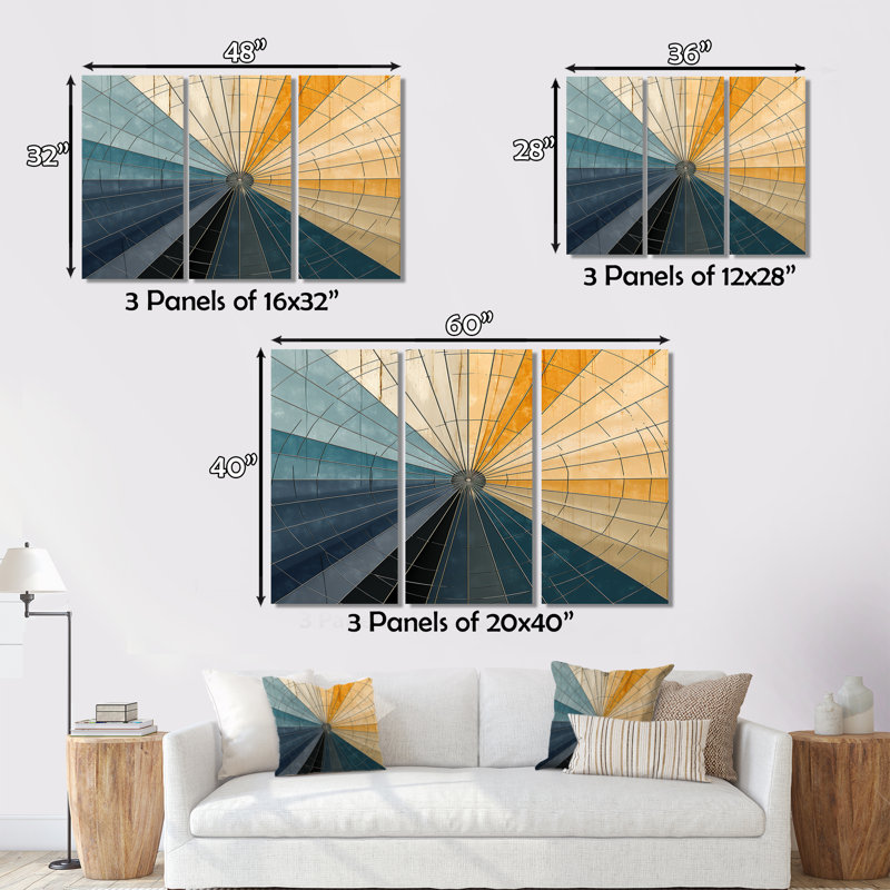 «Mid-Century New Balance Abstract Geometrics II», impression sur toile tendue 3 pièces, H 40 po x l 60 po x P 1 po