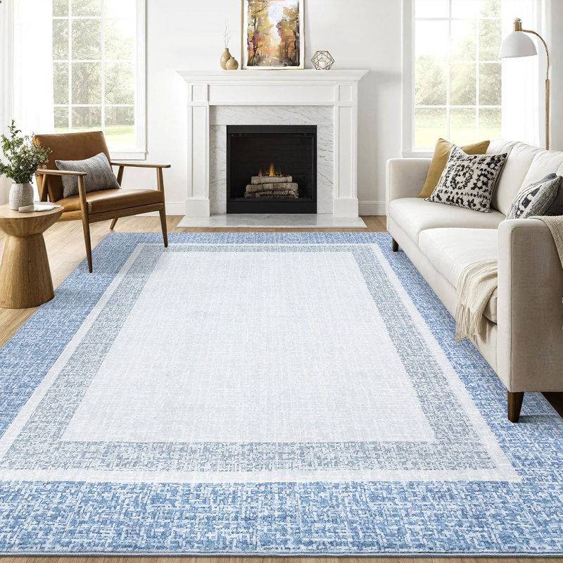 Washable Rugs for Living Room Modern Bedroom Rug Borderd Area Rug Non Slip Throw Rugs Stain Resistant Carpet for Dining Room