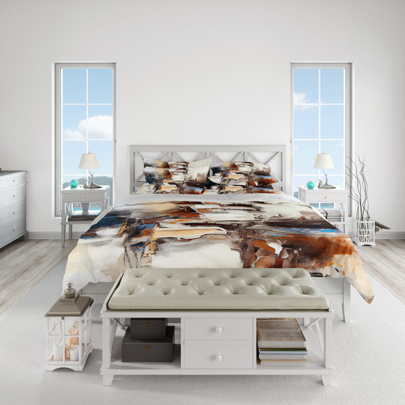 Polyester Abstract Duvet Cover Set, Queen Duvet Cover + 2 Queen Shams