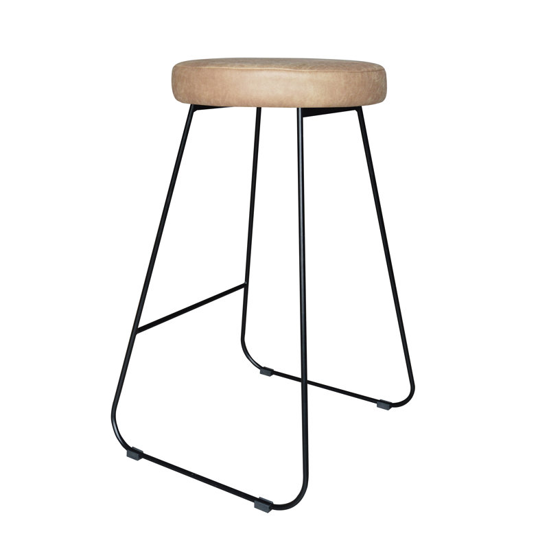 Djogo Upholstered Counter Stool with Metal Frame, Beige