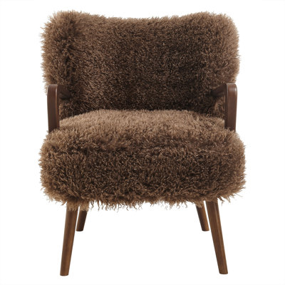 Zerra Faux Shearling Accent Armchair In Brown