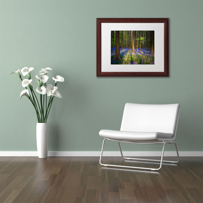 Mystical Forest Landscape Photographic Print on Canvas with Brown Frame