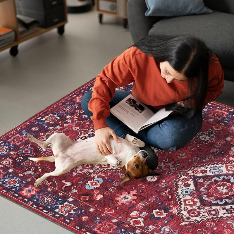Vintage Look Cotton and Chenille Flatweave Area Rug, 100 x 300 cm