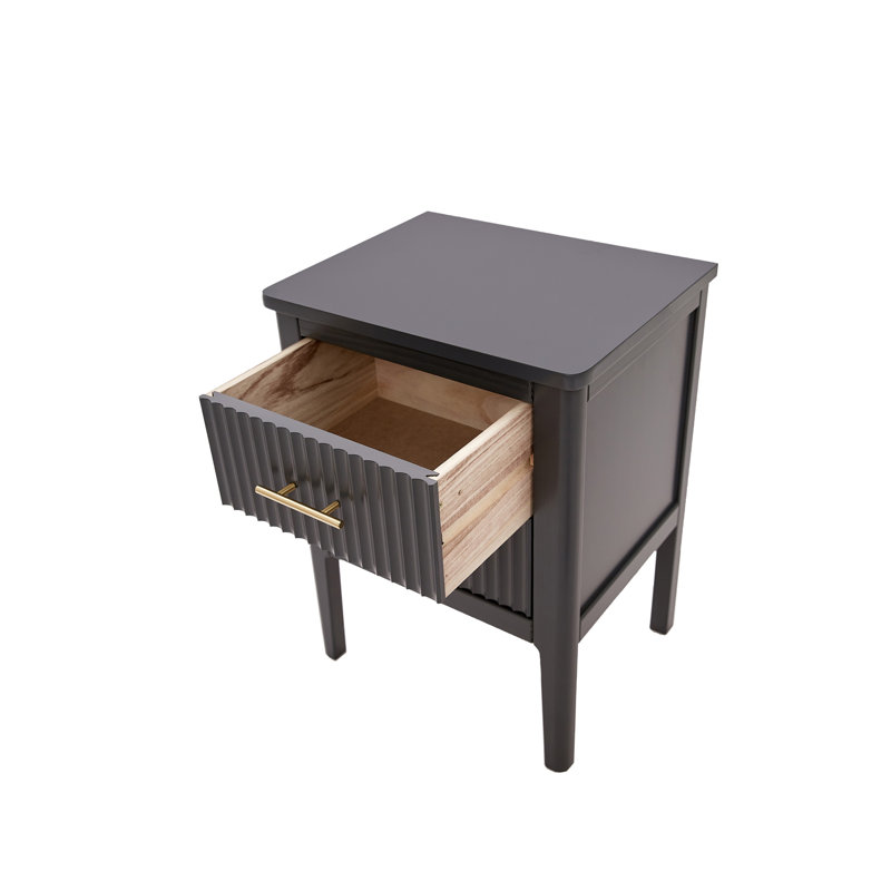 Lafayette Ahren Solid + Manufactured Wood Nightstand, Dark Gray