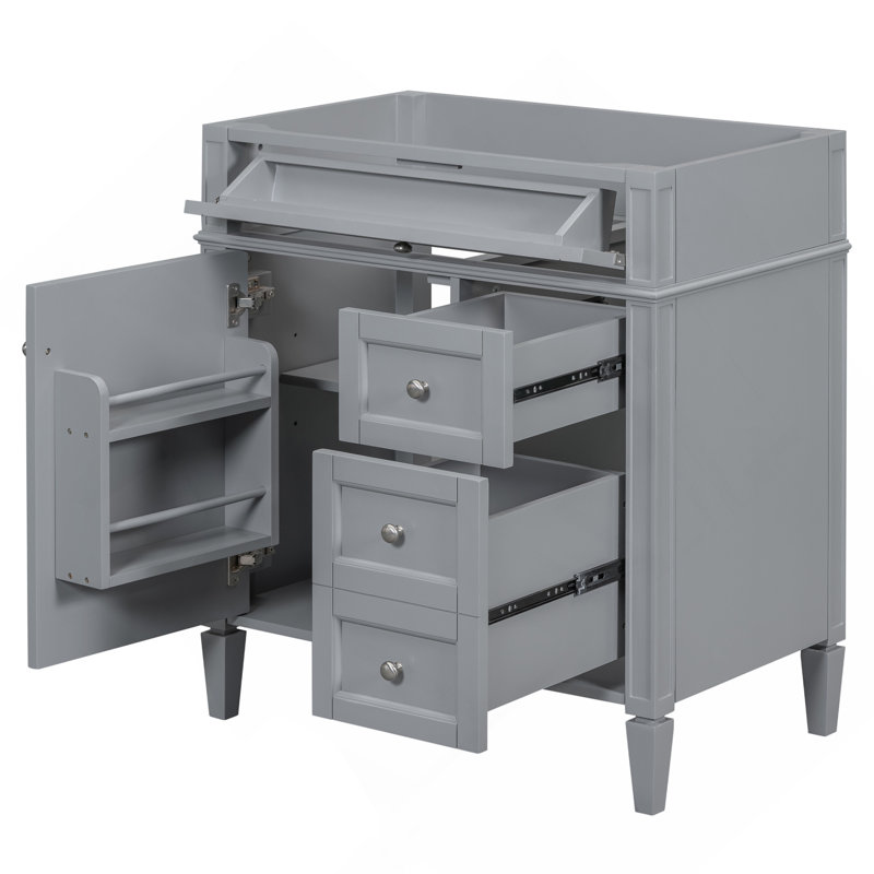 Meuble-lavabo de salle de bain 30 po sans lavabo supérieur, armoire de rangement moderne avec 2 tiroirs et un tiroir rabattable (PAS DE BASSIN)