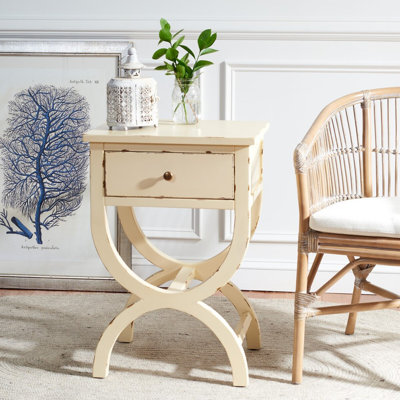 Table de chevet compacte et moderne de style moderne et rétro l 18 po avec tiroir caché de conception classique