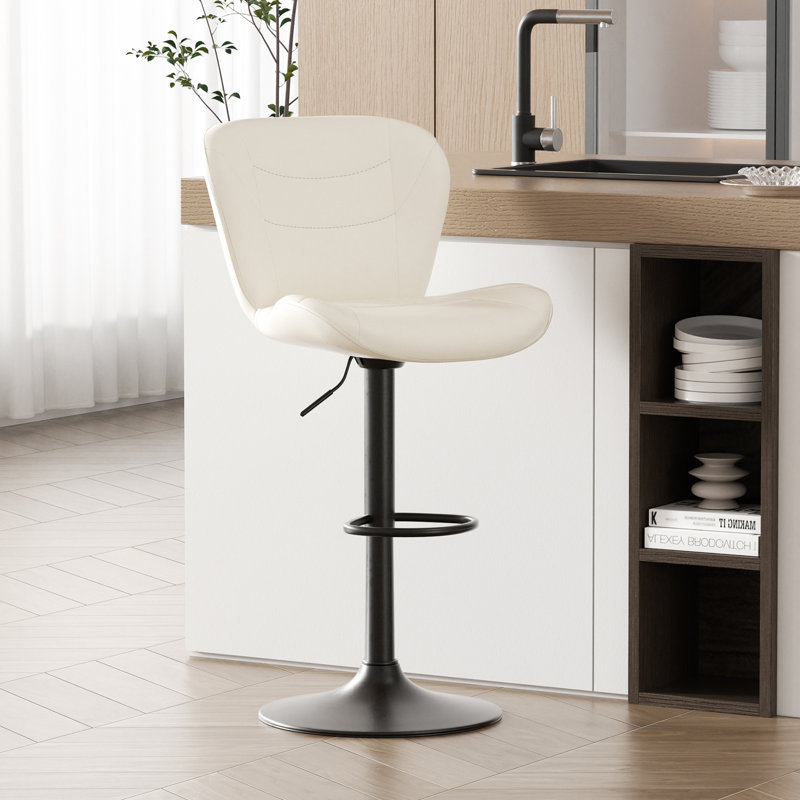 Adjustable Height Counter Stool with Metal Frame, White, 6