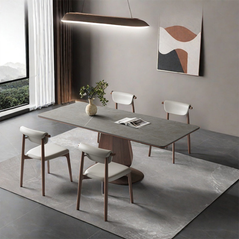 Rectangular rock plate dining table sets, 29.52"H x 70.86"L x 35.43"W