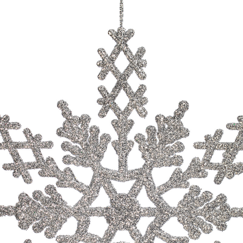 Ornement en forme de flocon de neige scintillant, Argent, l 6,25 po x P 6,25 po