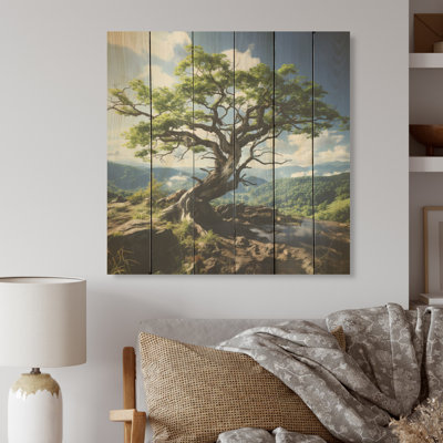 «Bonsai vert», horizon du Japon, arbre, art sur bois de pin naturel