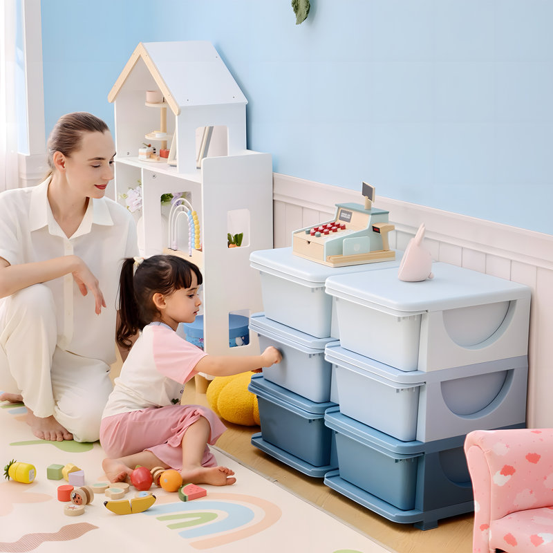 Bendet 6 Drawers Plastic Kids Storage Units 3 Tier Children Toy Chest, Blue