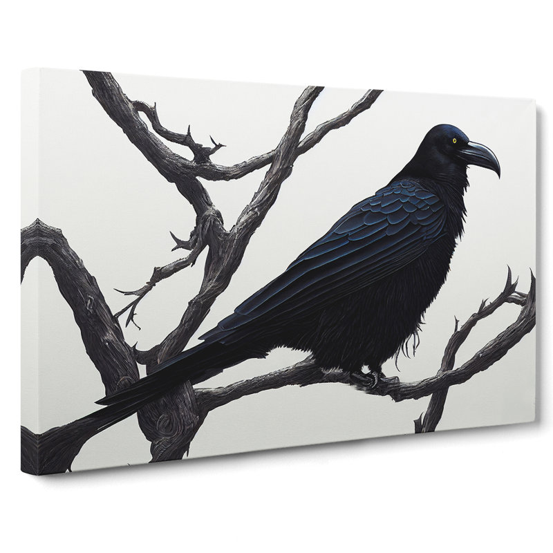 Eye Opening Raven Bird - Wrapped Canvas Print, 35cm H x 50cm W x 3cm D