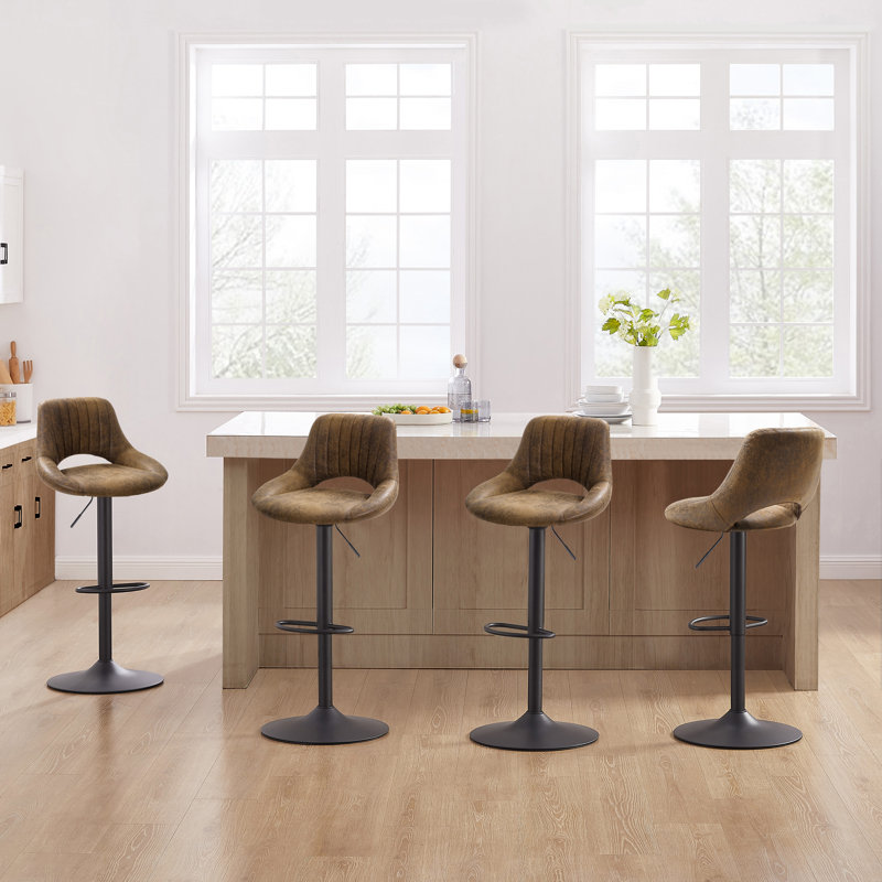 Licon Height Adjustable Swivel Bar Stool, Brown