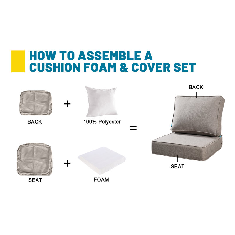 Outdoor 6'' Seat / Back Cushion, Khaki