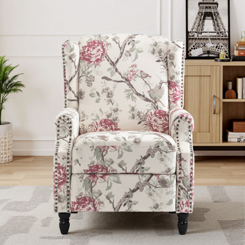 29.13cm Wide Standard Recliner, Pink/Beige Floral