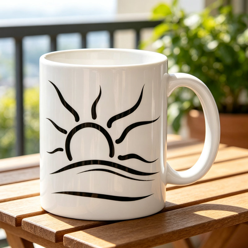 Minimalist Naturist Emblem Design, Non-Slip Ceramic Cup, Dishwasher Reusable Tea/Coffee/Milk/Water Cup.