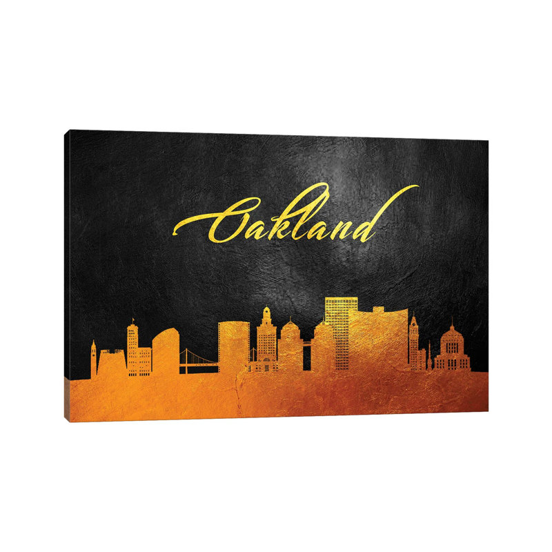 Oakland California Gold Skyline by Adrian Baldovino - Wrapped Canvas Print, 66.04 cm H x 45.72 cm W x 3.175 cm D