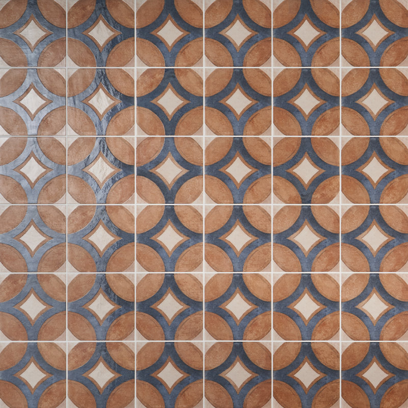 Angela Harris Capri 7.87 In. X 7.87 In. Matte Porcelain Floor And Wall Tile (10.76 Sq. Ft. / Case), Circles Cotta