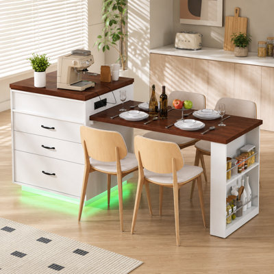 Îlot de cuisine rotatif avec éclairage DEL et multiprise Horizon