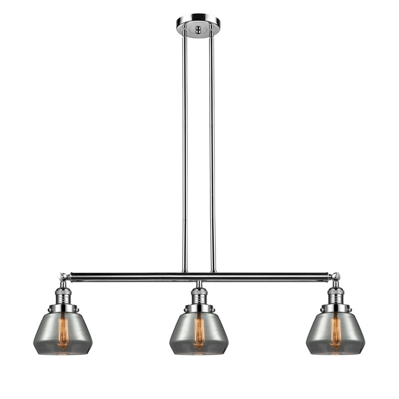Leininger 3 - Light Kitchen Island Pendant, Polished Nickel, Plated Smoke