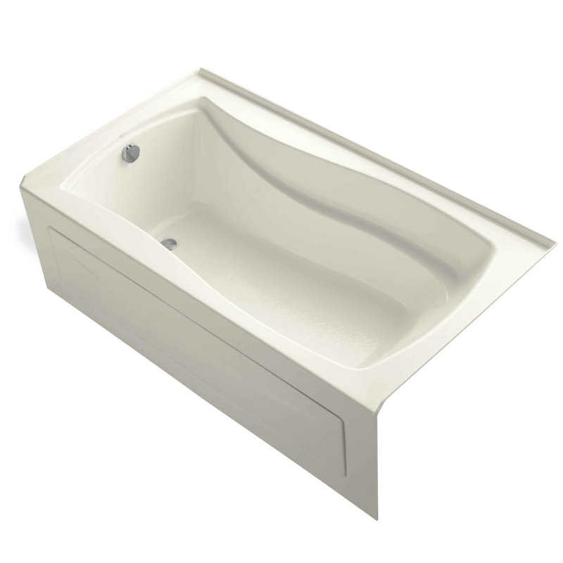 Mariposa Alcove 66" x 36" Soaking Bathtub, Biscuit, Left