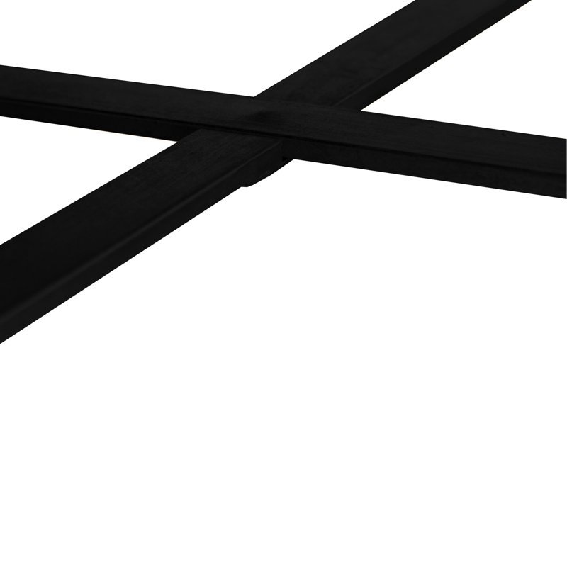 31.29" Round Fir Wood Coffee Table with Black Metal Cross Legs